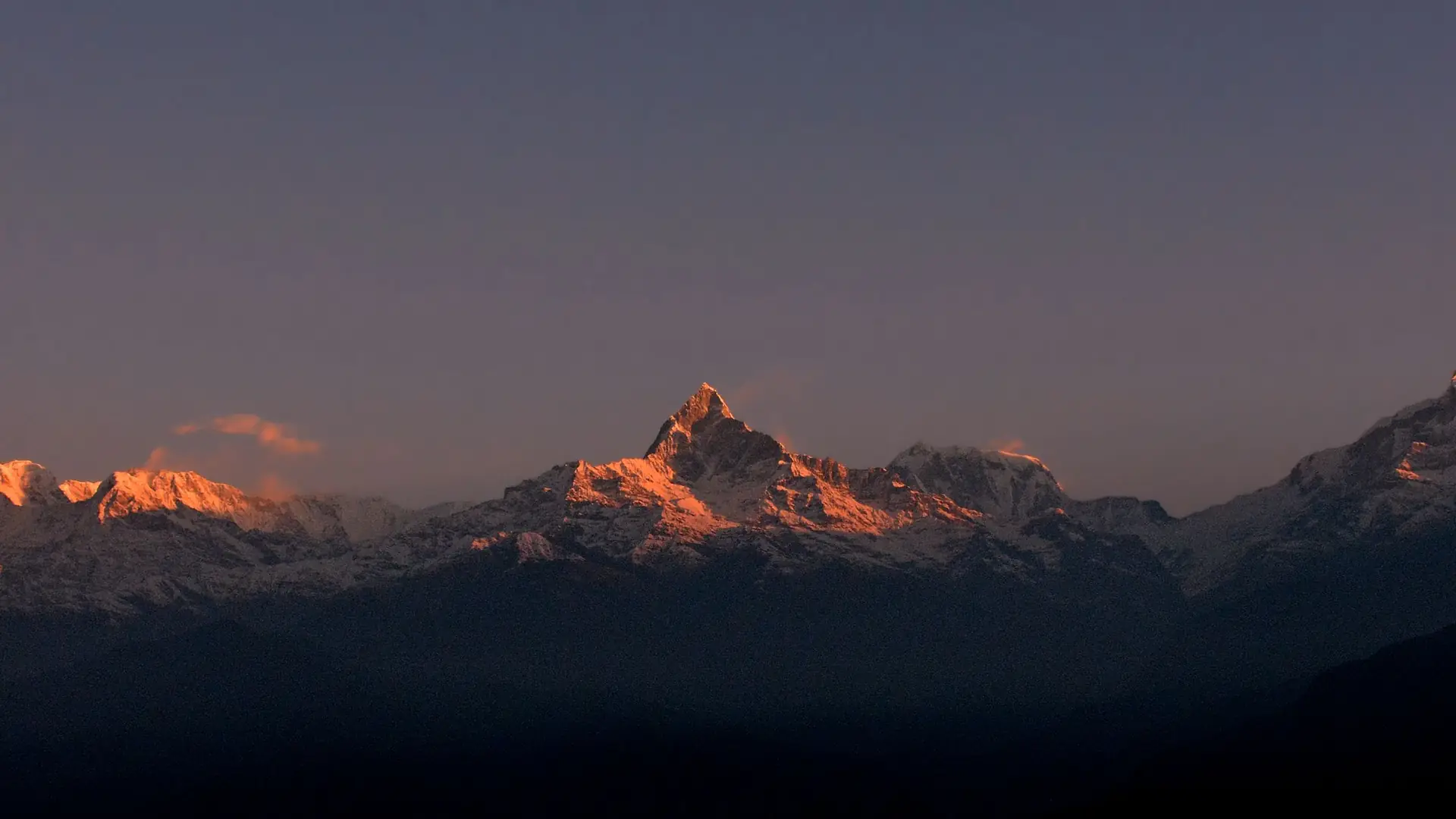 Stunning view of snowcapped Annapurna mountains at sunset from Narchyang, Nepal